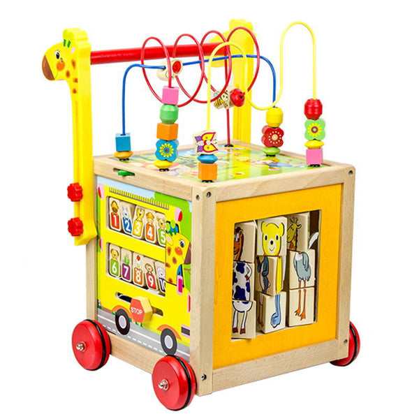 WOODEN GIRRAFE ACTIVITY WALKER AND PLAY CENTRE