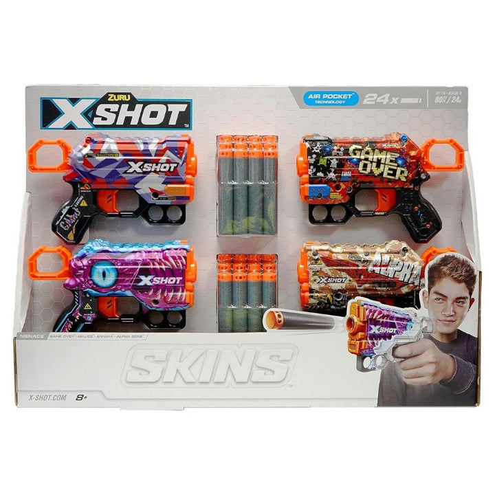 X SHOT SKINS MENACE 4PK 24DARTS  36543